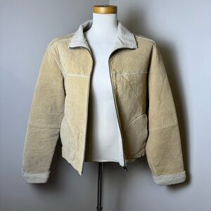 NY CLASSICS SPORT Y2K Suede Leather Barn Jacket with Sherpa Lining TAN / MEDIUM